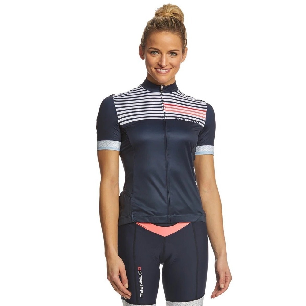 Louis‎ Garneau Cycling Jersey Navy Striped Equipe 2 / Women's Large
